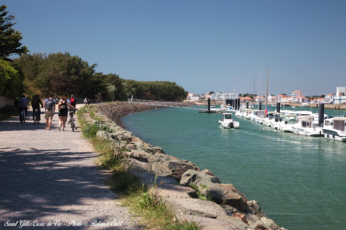 Le port de Saint-Gilles-Croix-de-Vie animé par les bateaux et les touristes s'y promenant